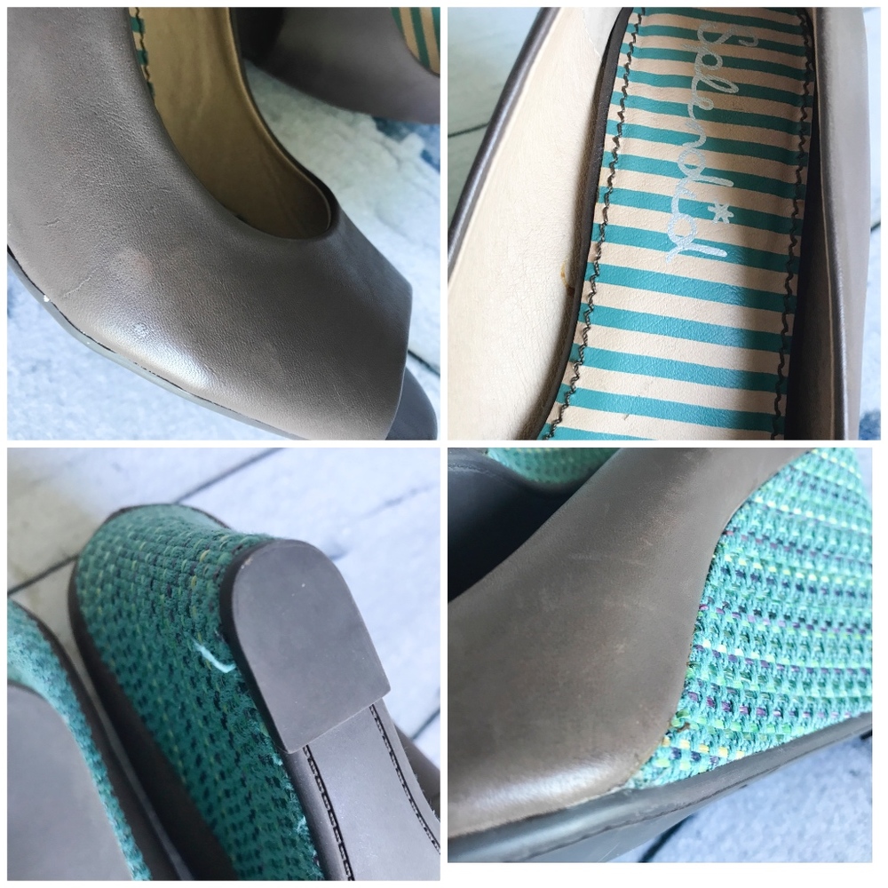 Splendid Brown/teal peep toe wedge - Picture 8 of 8